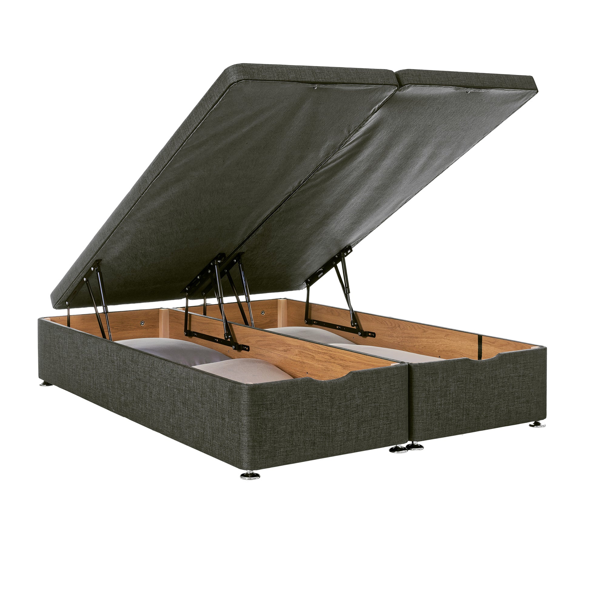 Airsprung End-Lift Double Charcoal Ottoman Open