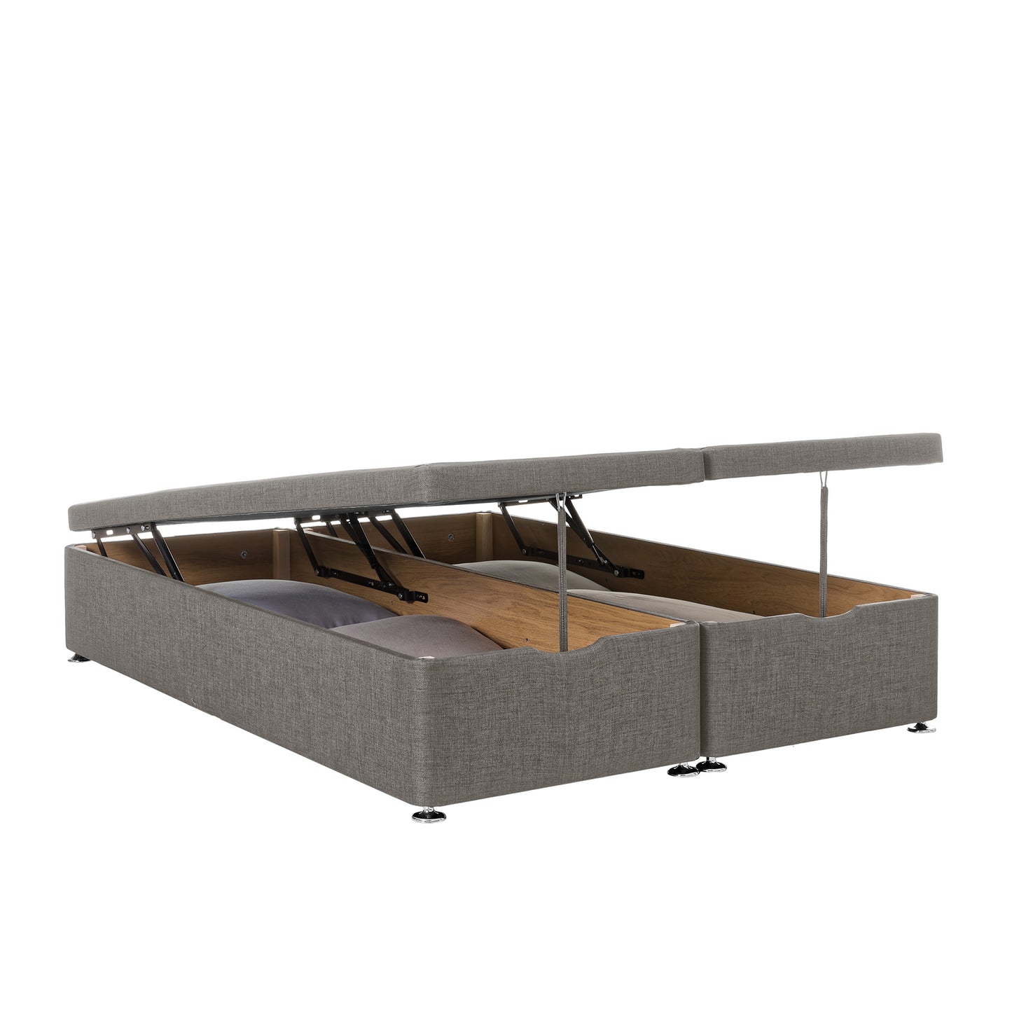 Airsprung End-Lift Double Slate Grey Ottoman Half Open