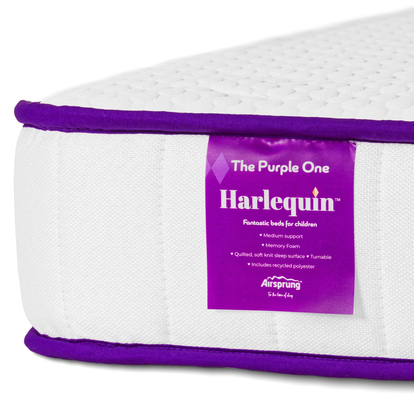 Harlequin The Purple One Kids Mattress Label